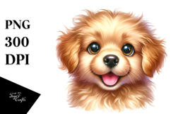 Cute Baby Golden Retriever, Watercolor PNG Product Image 1