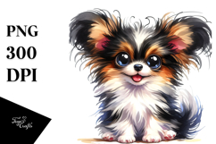 Cute Baby Papillon, Watercolor PNG Product Image 1