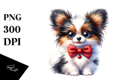 Cartoon Baby Papillon Watercolor PNG Product Image 1