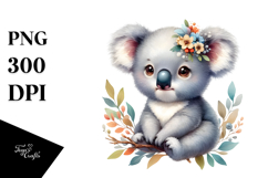 Digital Watercolor Cute Baby Koala PNG Product Image 1