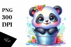 Colorful Smiling Baby Panda Bucket Splash Clipart Product Image 3
