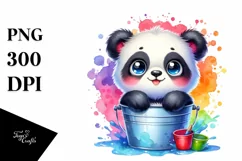 Colorful Baby Panda in Splash | Clipart Product Image 3