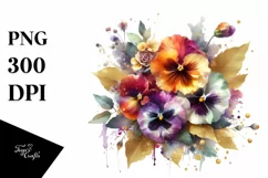 Vibrant Bouquet with Pansy & Splash | Clipart Product Image 1
