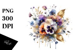 Vibrant Abstract Bouquet with Gold Foil | Clipart Product Image 1