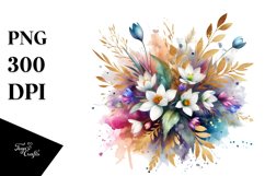 Vibrant Bouquet with Snowdrop | Gold Foil Clipart Product Image 3