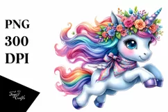 Vibrant Cute Unicorn Clipart, High-Resolution PNG Product Image 1