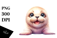 Energetic Baby Walrus with Smiling Look PNG Product Image 1