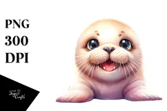 Energetic Baby Walrus with Smiling Look PNG Product Image 1