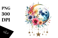 Vibrant Boho Moon Stars Hanging | Sublimation | Clipart Product Image 1