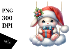 Santa Bunny with Gift PNG Product Image 1