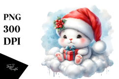 Cute Baby Bunny with Santa Hat PNG Product Image 1