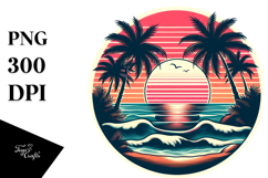 Retro Tropical Beach Sunset Clipart Product Image 1