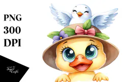 Funny Duck Dove Hat Happy | Sublimation | Clipart Product Image 1
