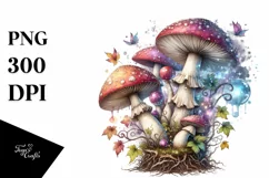 Magical Mushroom Watercolor Splash PNG Product Image 3
