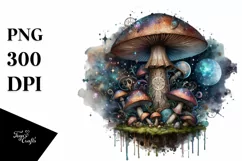 Magical Mushroom Watercolor Splash PNG Product Image 1