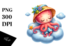 Baby Octopus Cute Summer Dressed Clipart Product Image 1