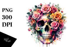 Grungy Floral Skull PNG Product Image 1