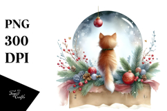 Watercolor Cat with Christmas Decorations, Transparent PNG Product Image 1