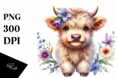 Smiling Baby Highland Cow PNG Product Image 1
