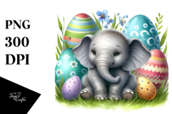 Whimsical Watercolor Cute Baby Elephant PNG Product Image 1