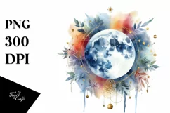 Vibrant Abstract Moon Foliage | Sublimation | Clipart Product Image 1