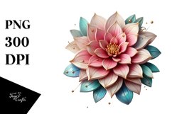 Glossy Dahlia with Golden Insertions | Sublimation | Clipart Product Image 1