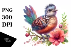 Vibrant Watercolor Baby Chachalaca Clipart Product Image 1