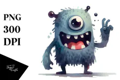 Funny Monster, Washed Watercolor PNG Product Image 1