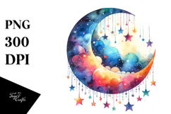 Vibrant Half Moon with Sunflowers, PNG Product Image 1