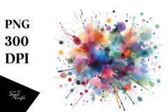 Colorful Brushstroke Splatter Watercolor PNG Product Image 1