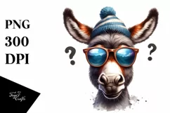 Funny Donkey Portrait Sunglasses Clipart Product Image 3