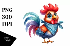 Watercolor Rooster Standing Bandana Sublimation Clipart Product Image 3