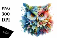 Abstract Vibrant Owl Flowers PNG Product Image 1
