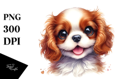 Watercolor Baby Cavalier King Charles Spaniel, Happy PNG Product Image 1