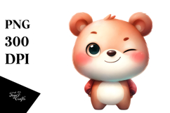 Cute Bear with Winking Eye, Vector Art Product Image 1