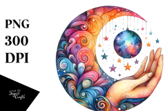 Vibrant Half Moon with Flowers, PNG Product Image 1