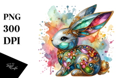 Watercolor Colorful Bunny Made of PNG Product Image 1