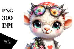 Energetic Baby Lamb with Punk Look PNG Product Image 1