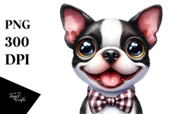 Cute Boston Terrier with Big Eyes PNG Product Image 1