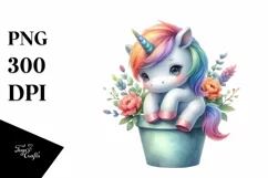 Pastel Unicorn Flower Pot PNG Product Image 3