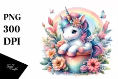 Pastel Unicorn Flower Pot PNG Product Image 1