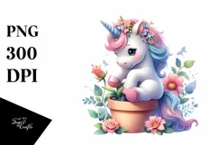 Pastel Unicorn Flower Pot PNG Product Image 3