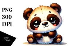 Old Plush Panda in Watercolor, PNG Product Image 1
