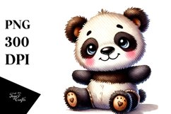 Baby Plush Panda, Watercolor PNG Product Image 1