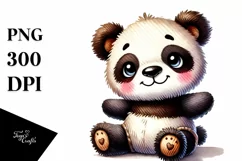 Baby Plush Panda, Watercolor PNG Product Image 1