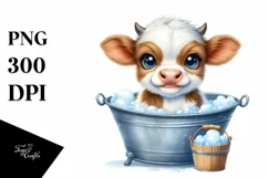 Cute Highland Cow in Bath Tub | Sublimation | Clipart Product Image 1