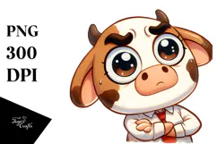 Enthusiastic Cow with Party Hat, Transparent PNG Product Image 1