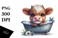 Cute Highland Cow in Bath Tub | Sublimation | Clipart Product Image 3