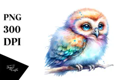 Vibrant Baby Owl Sublimation Clipart Product Image 1