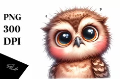 Funny Baby Owl Portrait Big Eyes | Sublimation | Clipart Product Image 3